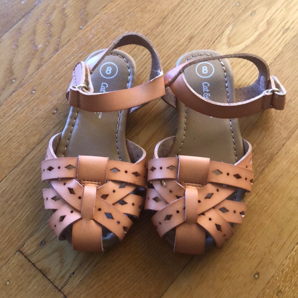 Vegetarian leather sandals with Velcro ankle strap